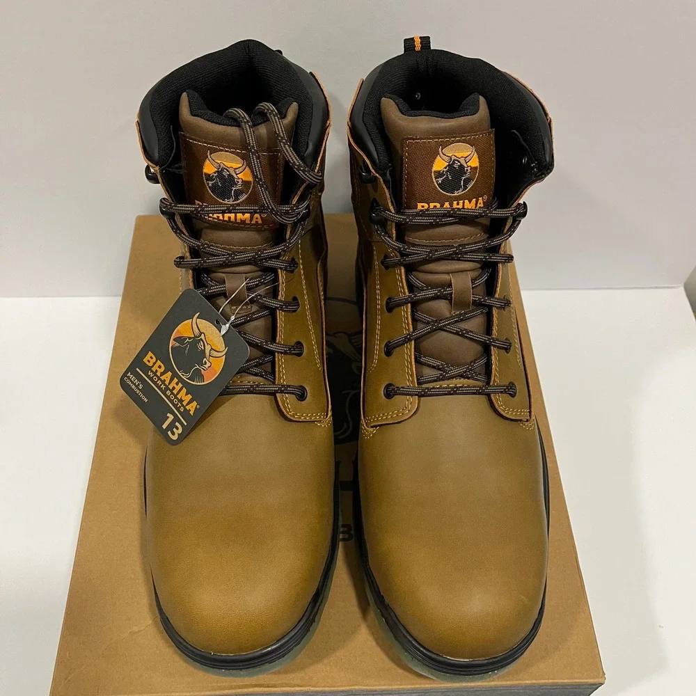Brahma Combustion Mens Steel Toe Work Boots Tan Brown 596748799 Size 13